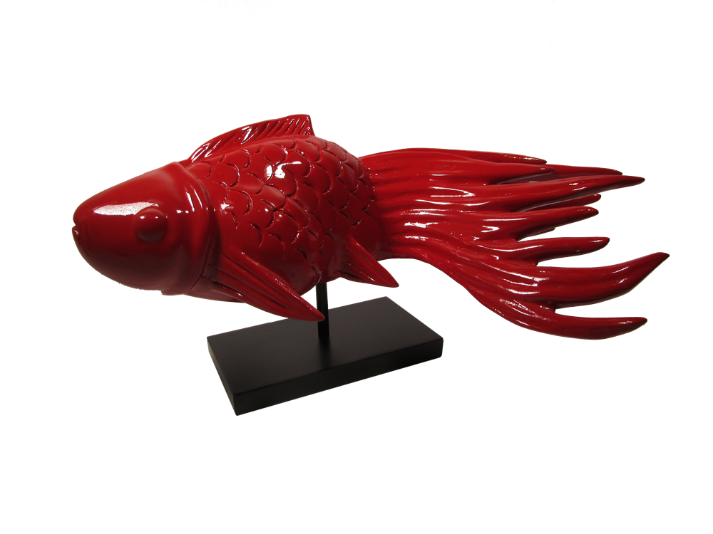 Z Lucky Fish Mounted on Stand: Red (med)