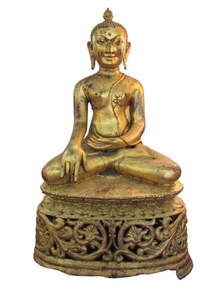 Z Antique Sitting Buddha: Brass