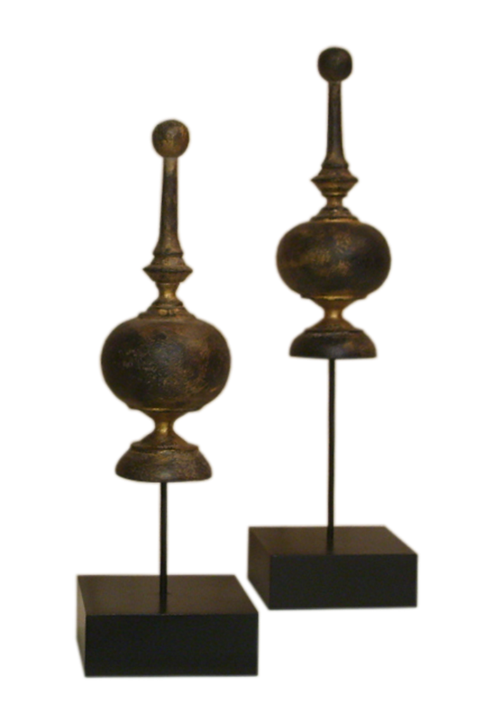 Z Old Wood Railing Finials: Museum Mounted (Set of Two)