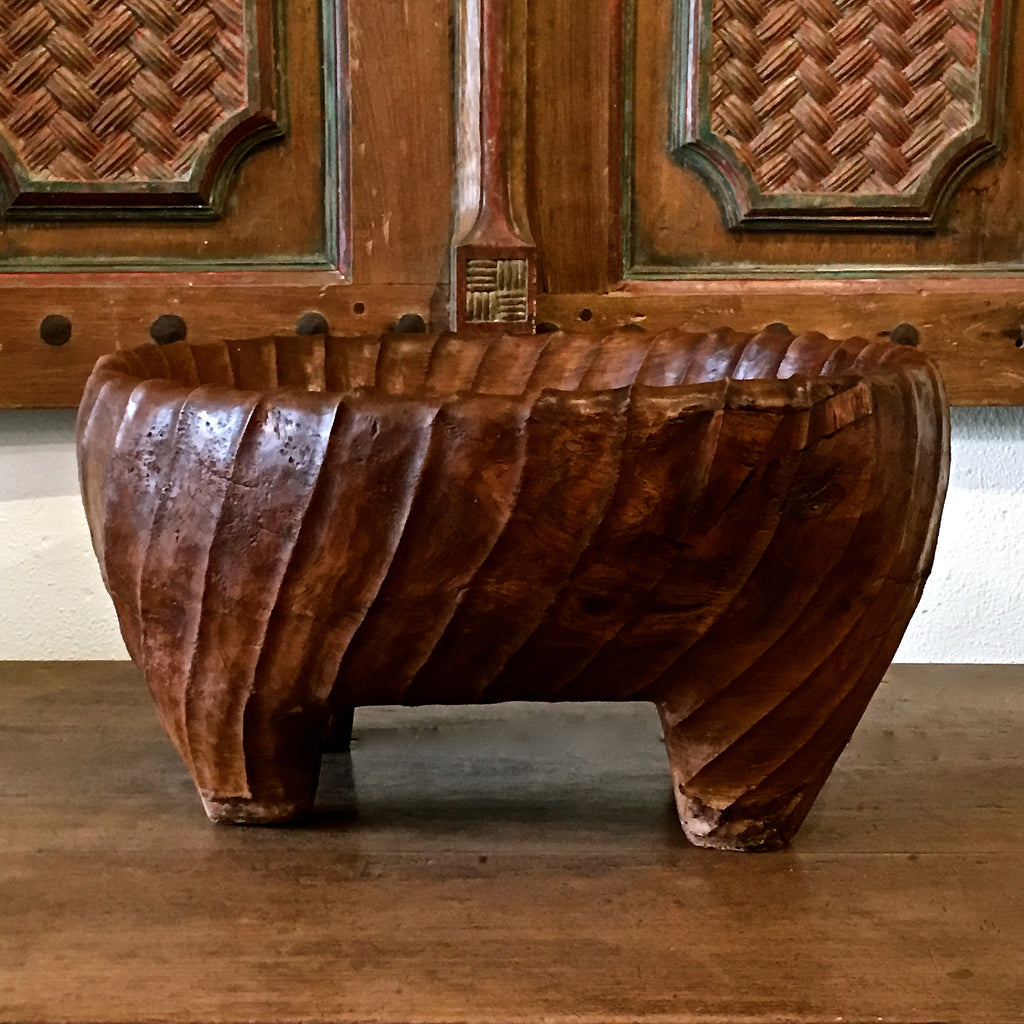 Round Footed Teak Bowl