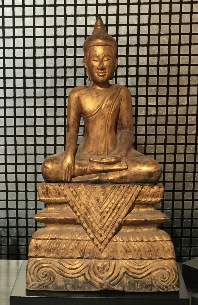 Z Antique Sitting Buddha from Laos: 18th Century