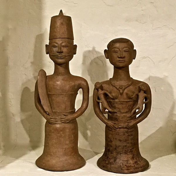 Pair: Of Terra Cotta Loro Blonyo From East Java, Indonesia